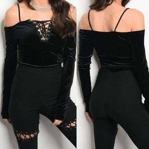 Elegant Black Velvet Bodysuit